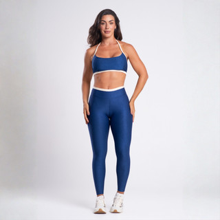 Conjunto Academia Feminino Canelado Top e Legging Frente Única Fitness Luxo