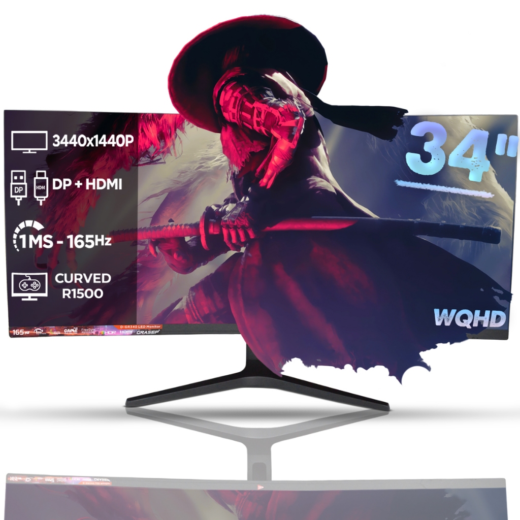 Monitor Gaming Serie Tela Led Curva 34", 27" ou 23,6'' Full HD 100Hz 1ms - ESCOLHA POR MODELO