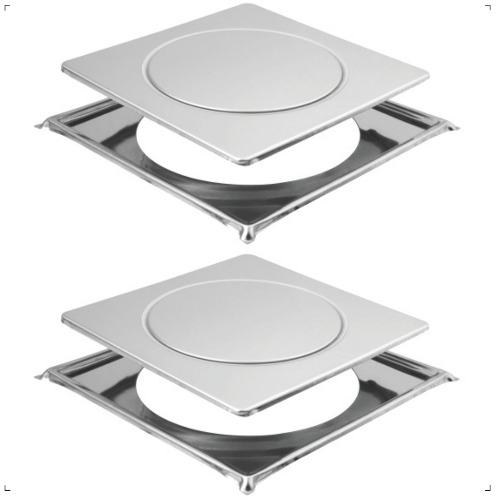 Kit 2 Ralo Click 10x10 Quadrado Inteligente com Porta Grelhas Cromado