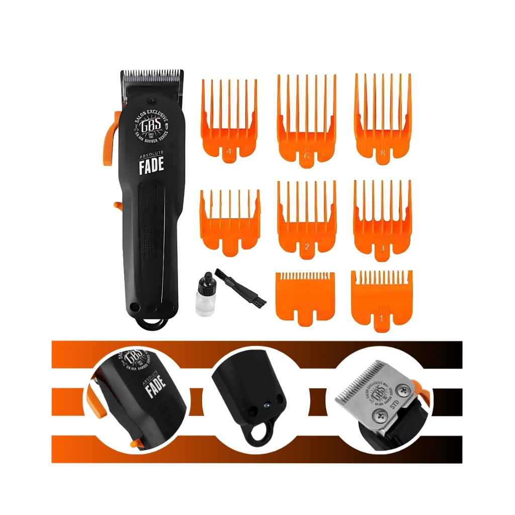 Máquina de Corte GBS Absolute Fade Cordless Bivolt Com 8 Pentes Gama Italy