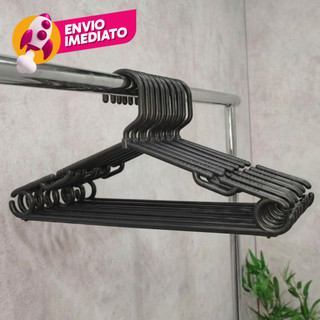 Kit Cabide Plástico Roupas Adulto Grande Premium Grosso Reforçado 8mm Calça Blusa Camisa Vestido