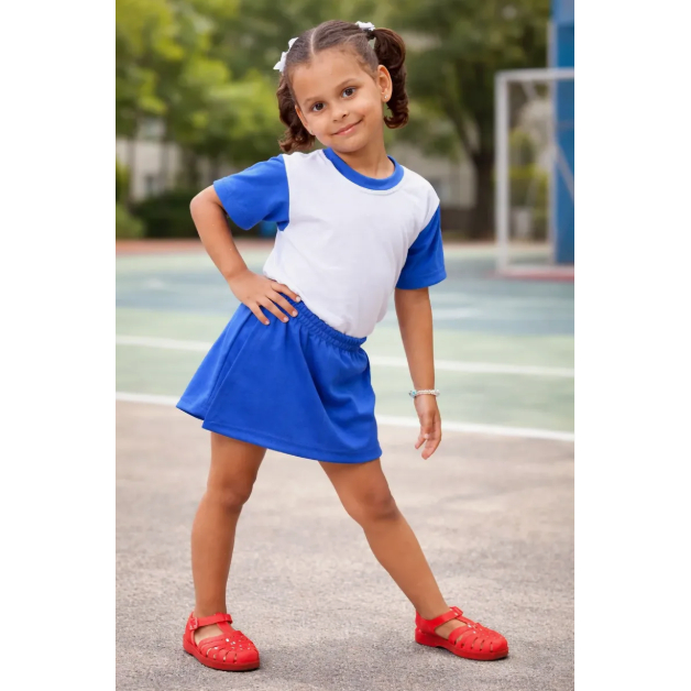Short Saia Infantil Menina Uniforme Escolar Helanca Shorts