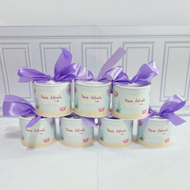 Kit Tubolata Personalizada 5x6cm com Laço – Lembrancinha Festa Infantil, Aniversário Fundo do Mar, Sereia, Peixinhos