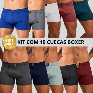 Kit 10 Cuecas Microfibra Boxer Cuecas Adulto Confortável Cuecas Box Original