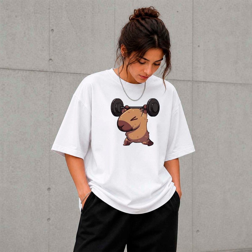Camiseta Oversized Streetwear Moda Estilo Capivara Maromba Gym Academia Treino FIt Estampado Frente Rap