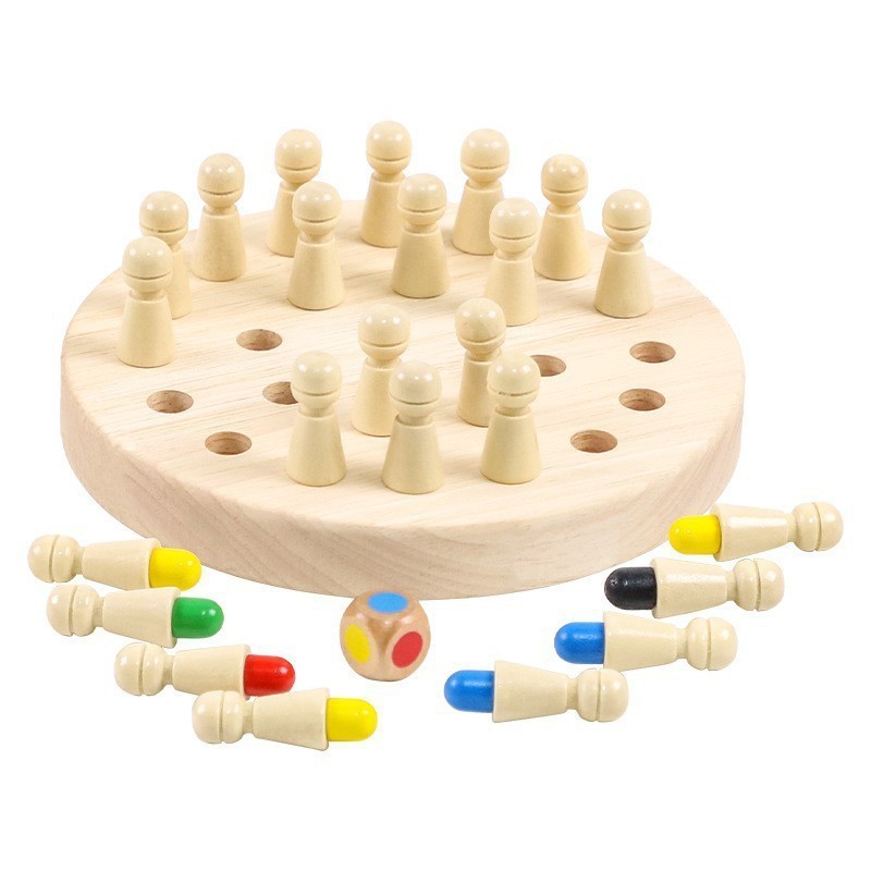 Quebra-cabeça Montessori Brinquedo Educacional Jogo de Memória de Madeira Tabuleiro Colorido para Crianças