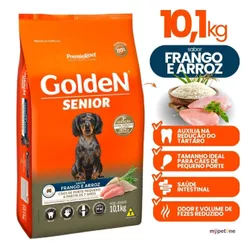 Ração Golden Fórmula Mini Bits Cães Adultos Sênior Sabor Frango e Arroz 10,1kg