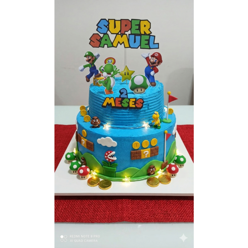 Topo de bolo Super Mario - personalizados - topper - decoração - mesvêrsário - festa infantil - aniversário - game
