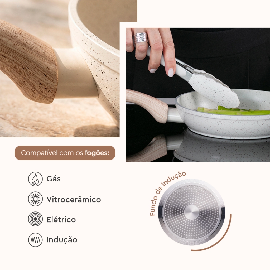 Frigideira Brinox Antiaderente Ceramic Life Sirius 20 cm 1L com Indução Vanilla · foto 2