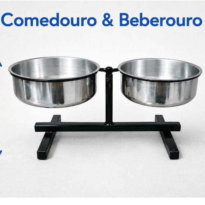 Comedouro ou Bebedouro Duplo Pet  com regulagem Elevado Para Caes e Gatos