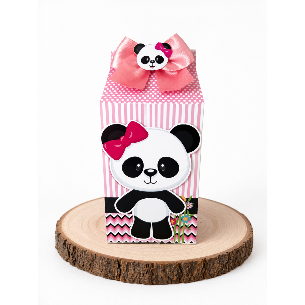 10 Caixinhas Milk Panda Rosa Personalizadas Kit Festa Infantil Lembrancinha Aniversário Tema Panda Menina