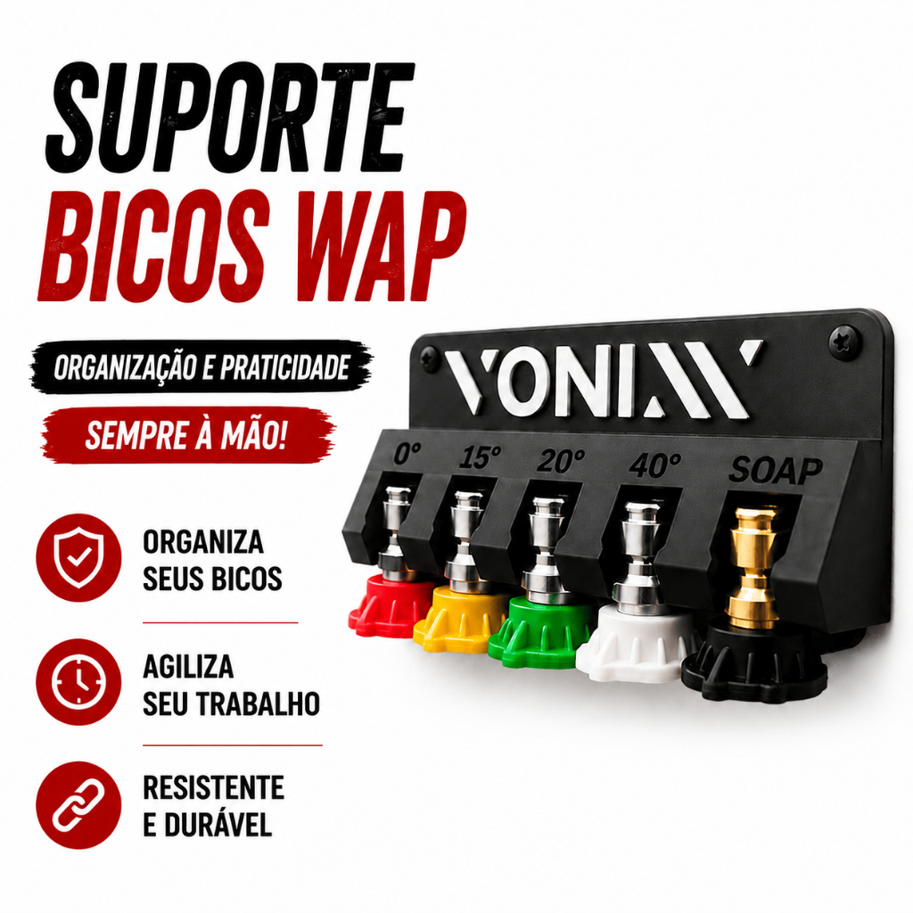 Suporte para Bicos Engate Rápido de Lavadora Alta Pressão Estética Automotiva