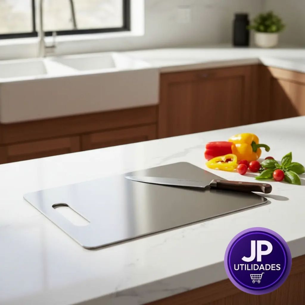 Tábua De Carnes Corte Aço Inox Antibacteriana Antimofo Profissional Cozinha Fácil Limpeza Higiênica