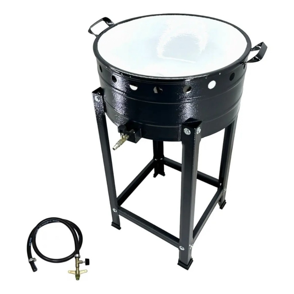 Fritadeira Fritador a Gás Tacho Esmaltado 19 Litros 55Cm Pasteleiro C/ Kit Alta pressão Salgados