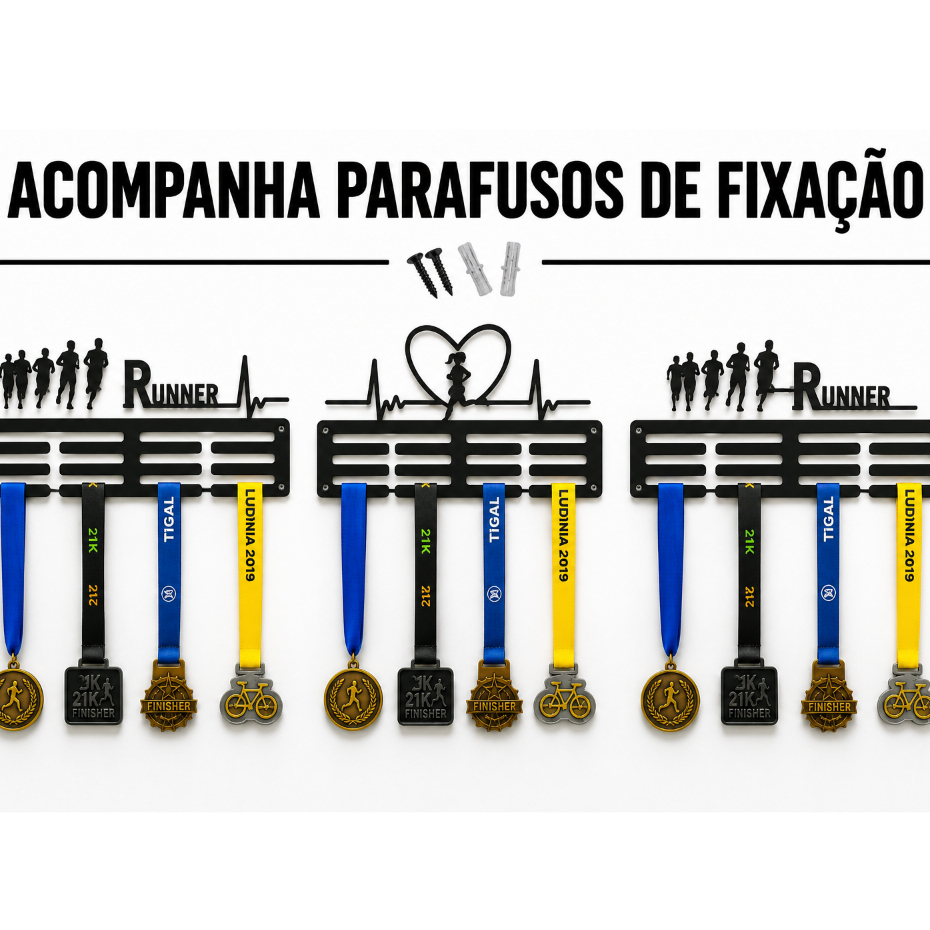 Porta Medalhas Corrida Runner Suporte de Medalhas para Maratonista, Corrida de Rua, Bike e Esportes Porta medalhas