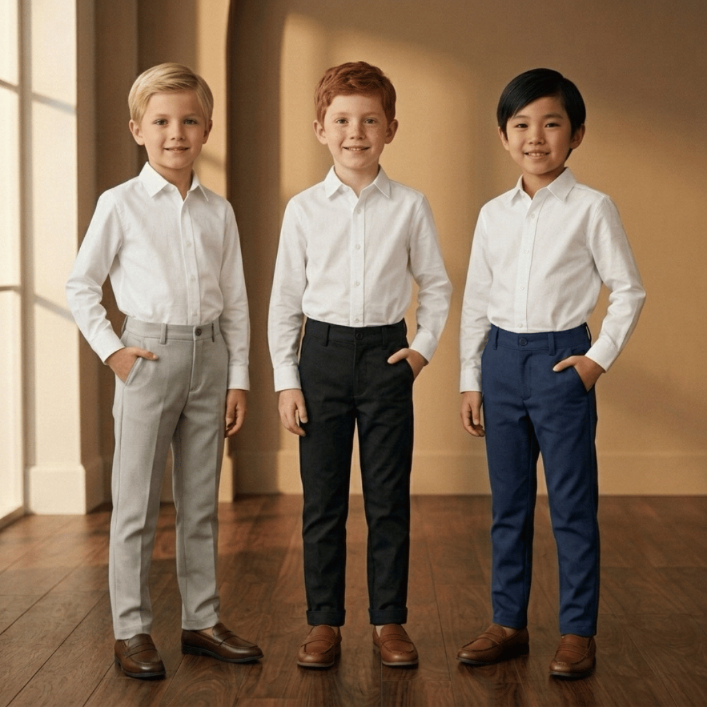 Calça Social Infantil Sarja Menino Pajem Batizado Casamento Festa Aniversário Skinny 1 ao 16