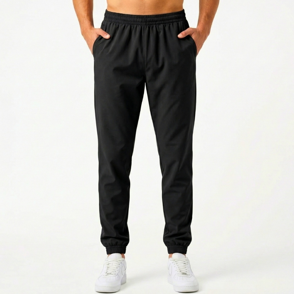 Calça Tactel Elastano Jogger Agasalho Esportiva Preta Masculina Academia treino bolso