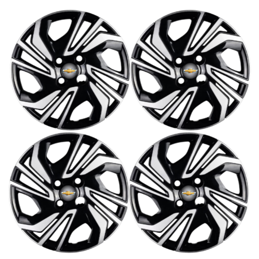 Kit Calota Esportiva Aro 14 Chevrolet Onix Prisma 2019/2024 + Emblema