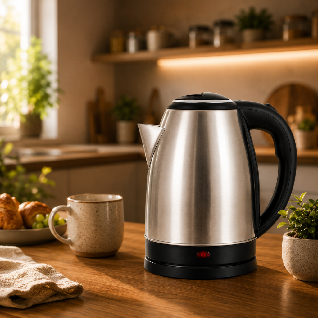 Chaleira Elétrica Inox Água Fervente Rápida 1000W Praticidade Café Chá Cozinha Moderna