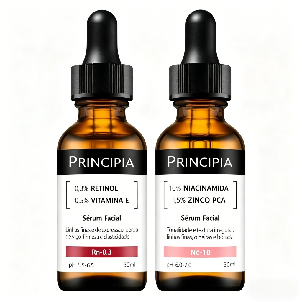 Kit 2 Séruns Vitamina C 10 / NC-10 + Retinol Principia Skincare Tratamento Clareia manchas escuras | Reduz olheiras