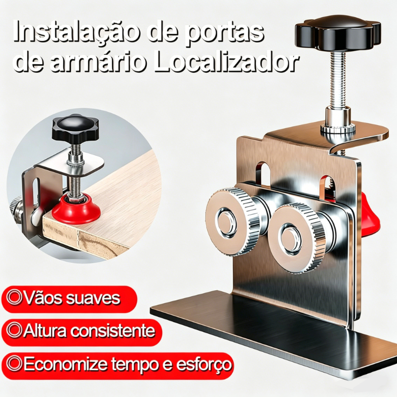 Ferramenta de Instalação de Porta de Armário - Ajustável para Posicionamento e Penduragem - Auxiliar de Marcenaria