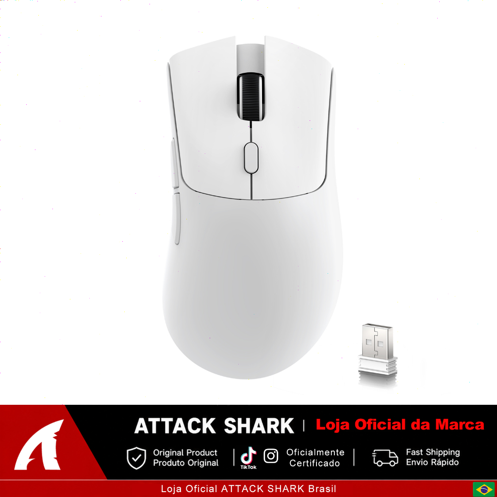 ATTACK SHARK R1 Mouse Gamer Sem Fio 55g, Tri-Mode, 18K DPI, Sensor PAW3311