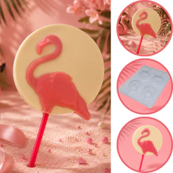 FORMA SIMPLES PIRULITO FLAMINGO CÓD.:9694 (D4) EM ACETATO BWB PARA BOMBOM, DOCES DE CHOCOLATE E CONFEITARIA. (CHOCO)