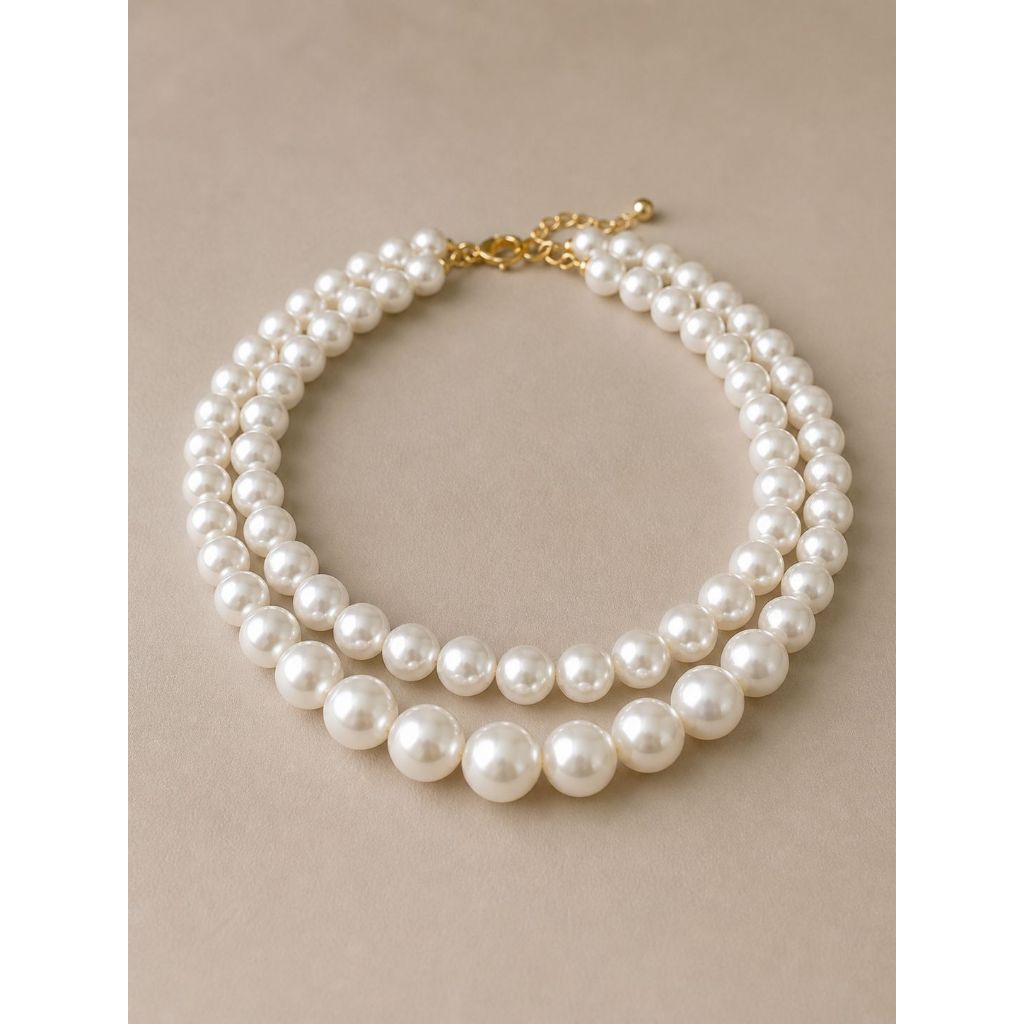 Kit 02 Colares de Pérolas Feminino Elegante e Luxuoso
