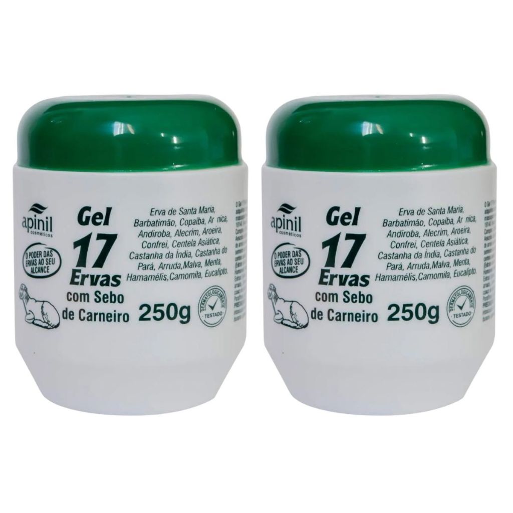 Kit 2 Unid. Gel 17 Ervas Com Sebo De Carneiro 250g Apinil
