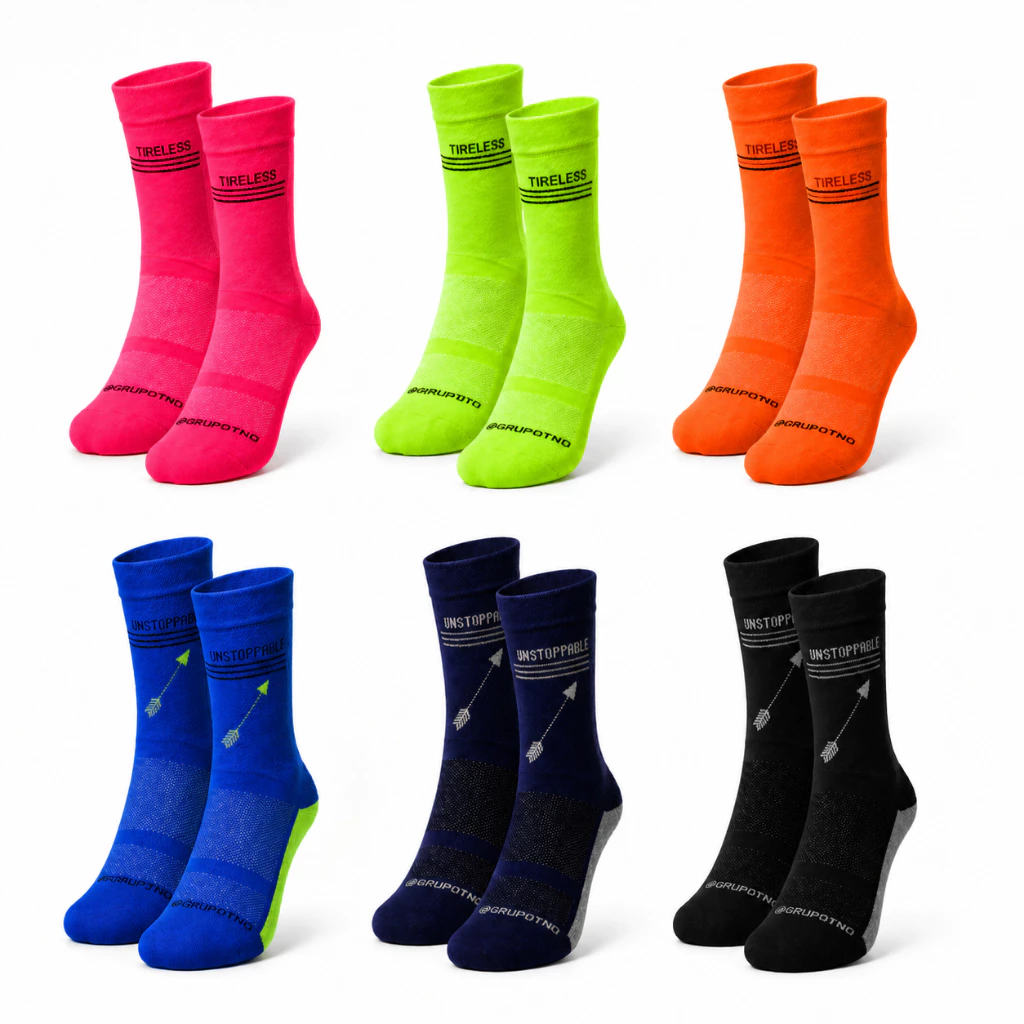 Kit 3 Pares Meias Esportivas Cano Médio Compressão Corrida Academia Ciclismo Poliamida Elastano