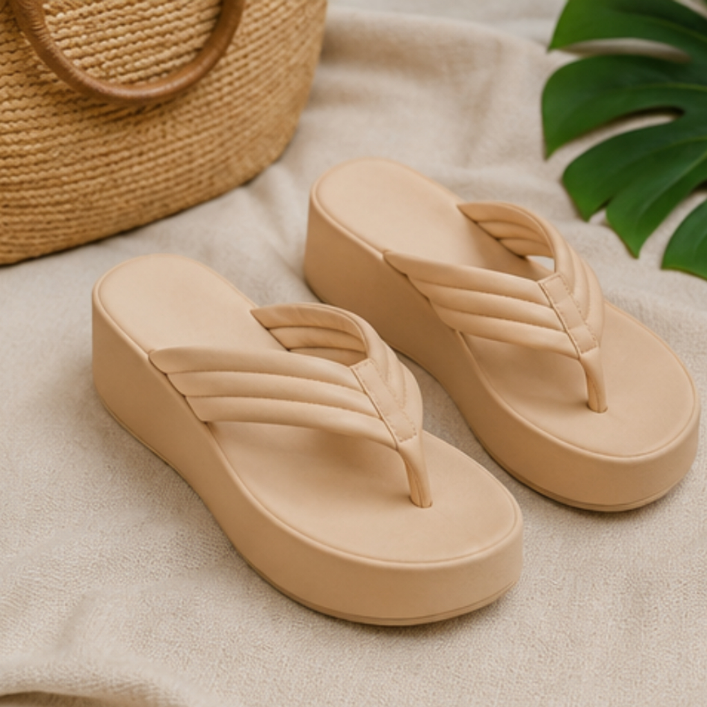 Sandália Feminina Flatform Puffy Leve Confortável Tira Acolchoada