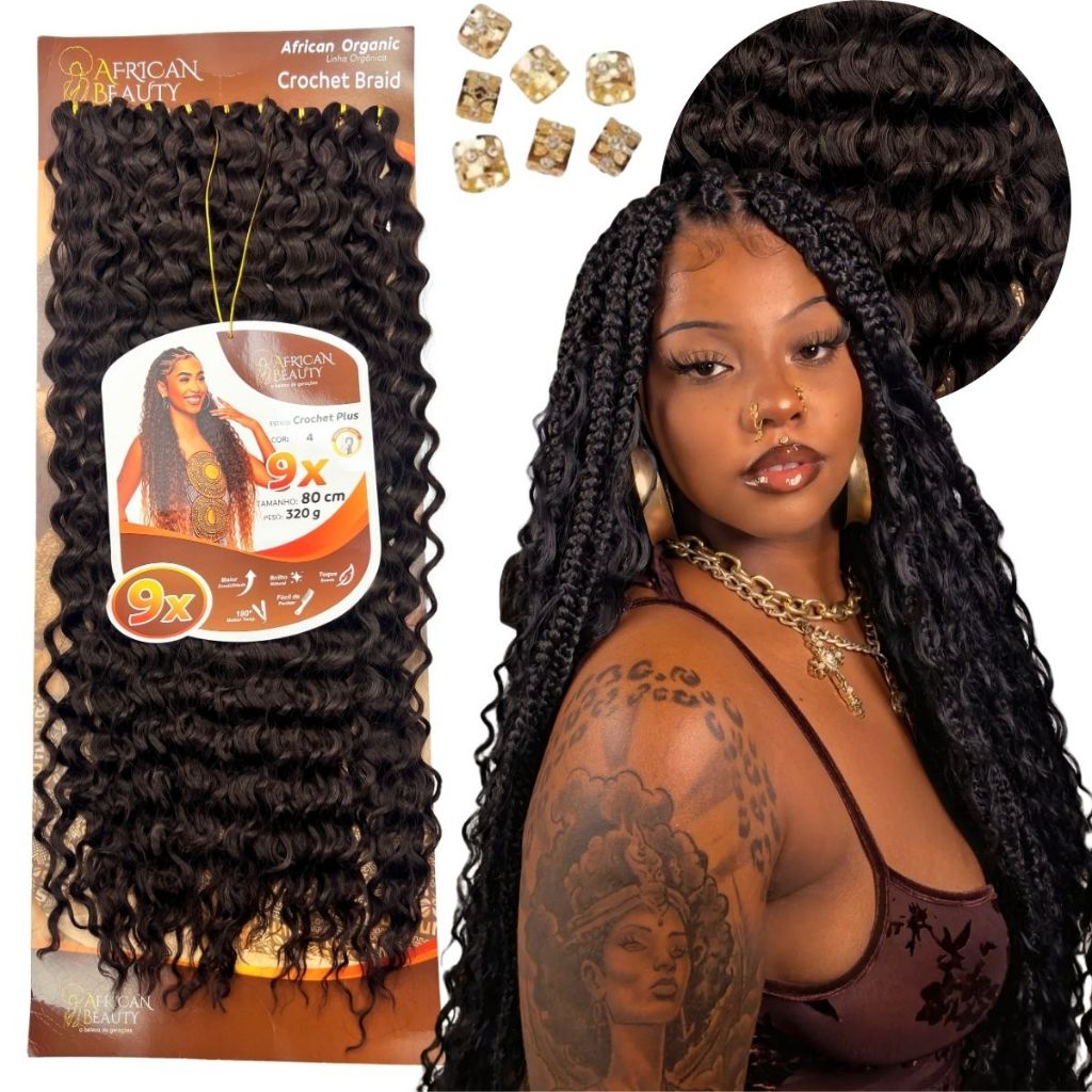 Cabelo Crochet Braid African Beauty Cacheado Fulani 320g Gypsy Aplique Afro Cachos 80 cm — imagem 2 de 2