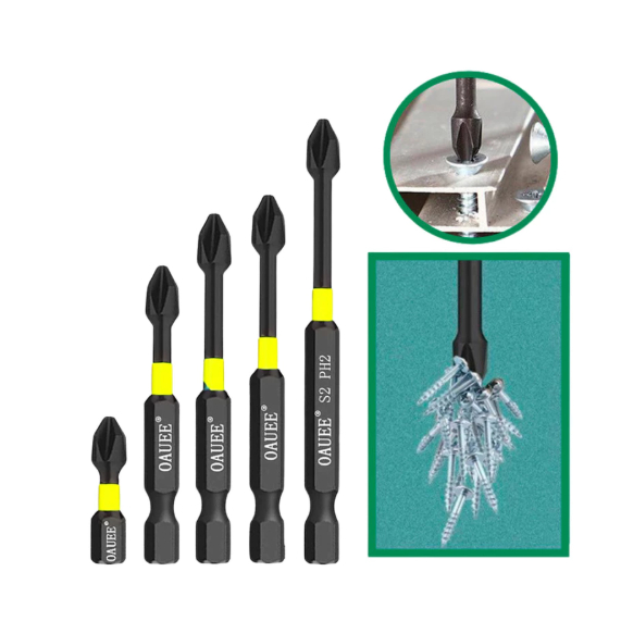 Detalhes do Kit De Bits Ponteira Philips PH2 Magnéticas De Impacto 5 Peças Em Aço Reforçado 50 a 150mm