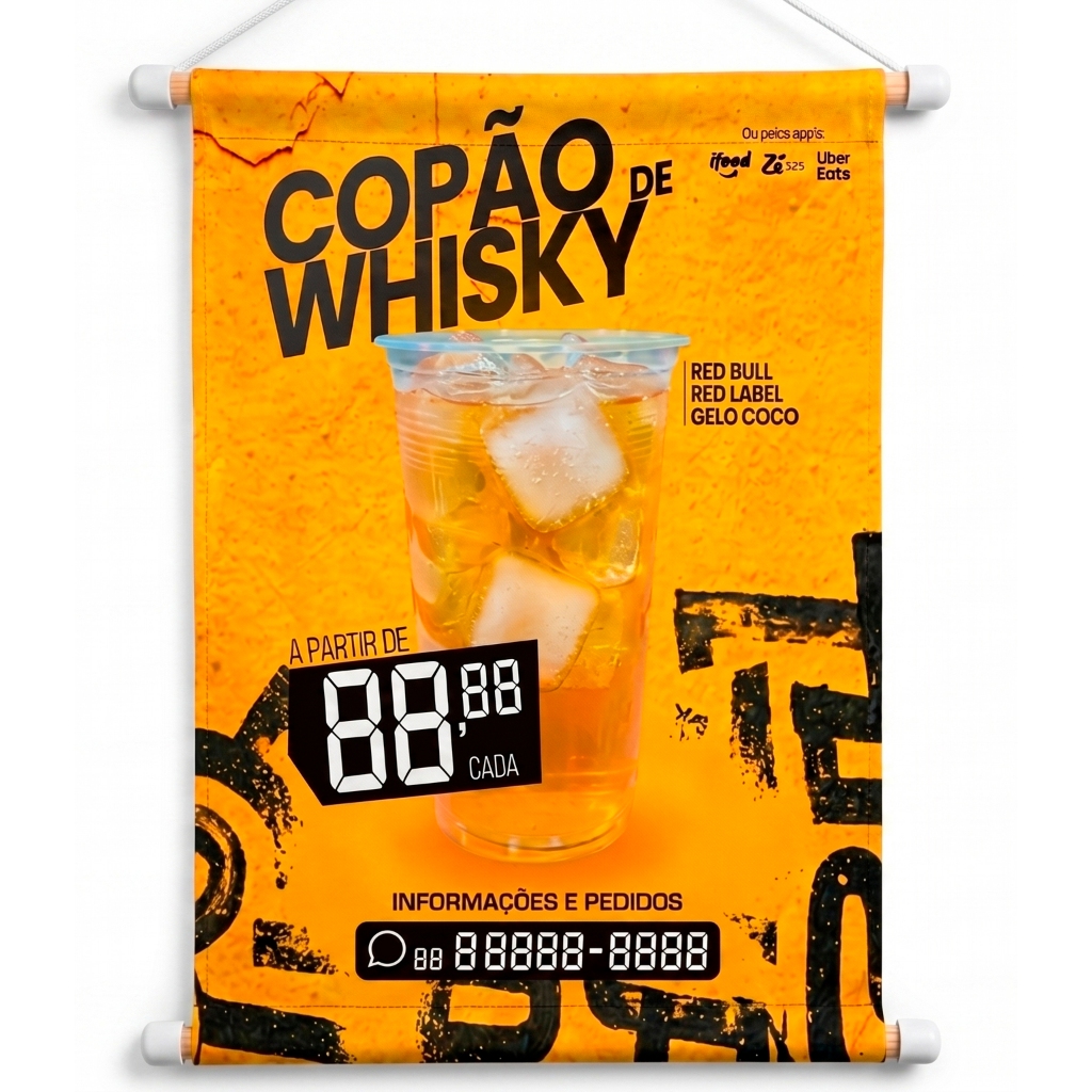 Banner Copão de Whisky, Copão de 10, banner para bares, adegas, restaurantes, diversos tamanhos personalizado