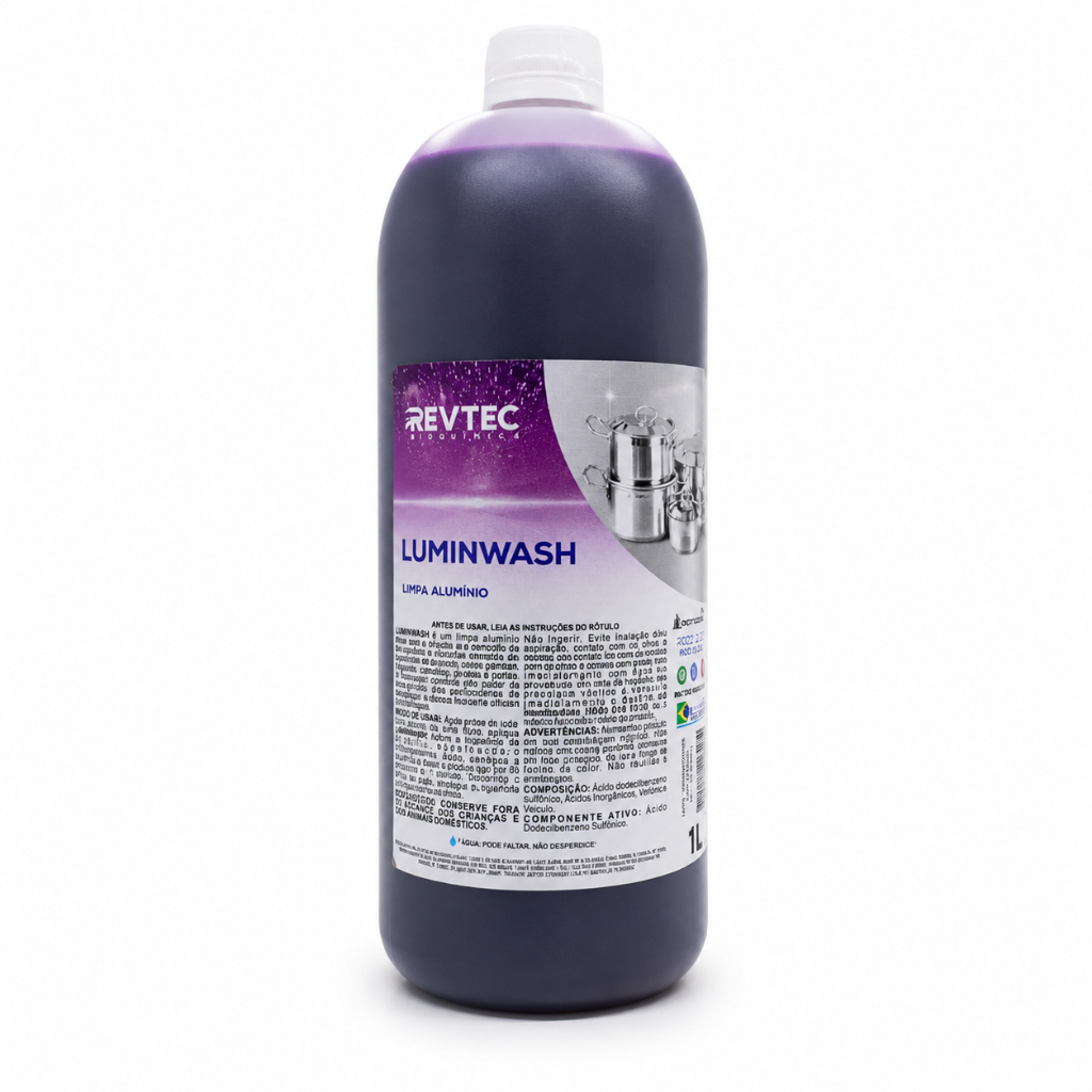 Limpa Alumínio Profissional Revtec Luminwash 1L | Remove Oxidação, Manchas e Sujeira Pesada