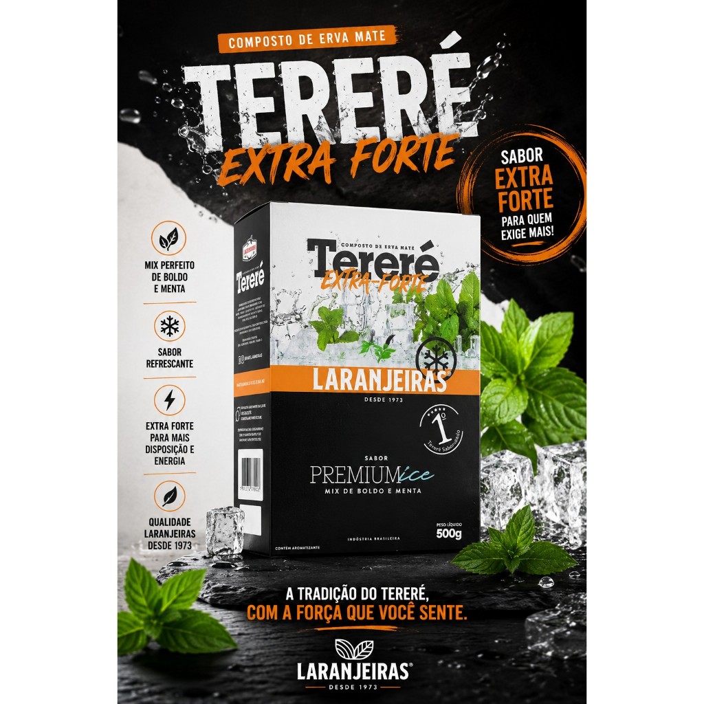 Tereré - Ice - Boldo, Menta e Mentol - Extra-forte - Composta de Erva Mate - 500g - Mate Laranjeiras