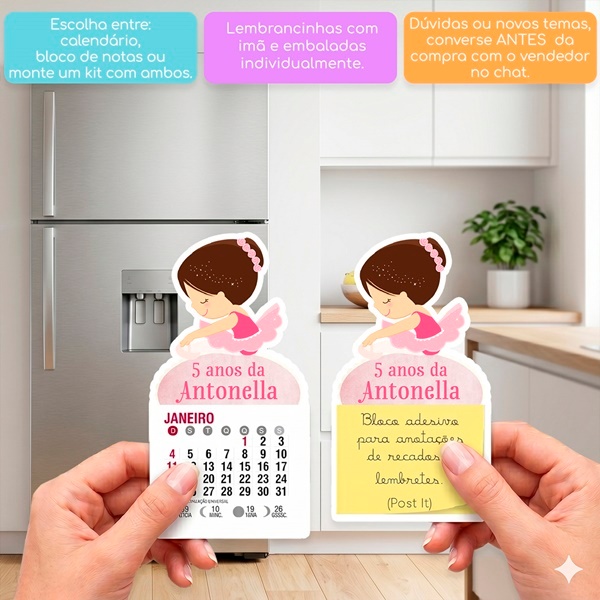 BAILARINA MINI CALENDÁRIO OU BLOCO DE RECADOS ARTIGO DE FESTAS  LEMBRANCINHA DE ANIVERSÁRIO