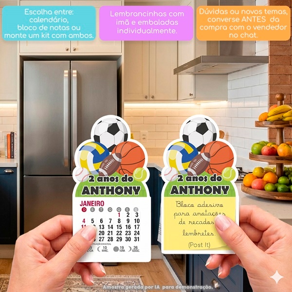 ESPORTES BOLAS MINI CALENDÁRIO OU BLOCO DE RECADO ARTIGO DE FESTAS LEMBRANCINHA DE ANIVERSÁRIO