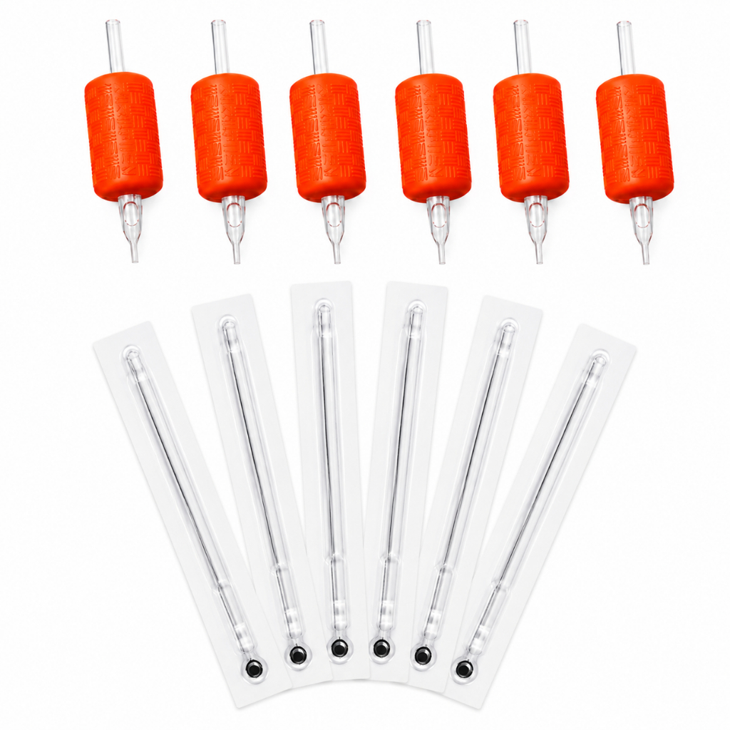 Kit 6 Biqueira 6 Agulha Para Tatuagem Tatoo Traço Pintura 30MM Com Grommets