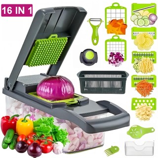 Cortador De Cozinha Profissional Multifuncional 16 em 1 Em Aço Inoxidável Fatiador Ralador Cortador De Legumes/Frutas