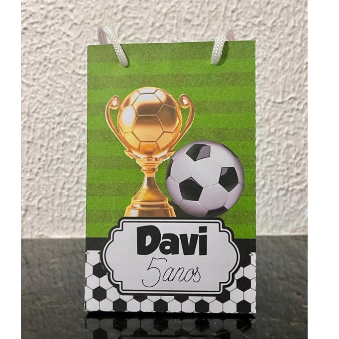 Sacolinha Futebol - Taça - Bola - PEGUE E MONTE - Personalizados - Lembrancinha Festa Infantil