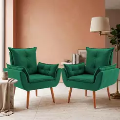 Conjunto 2 Poltronas Decorativas Opalla Para Clínica e Consultório Tecido Suede
