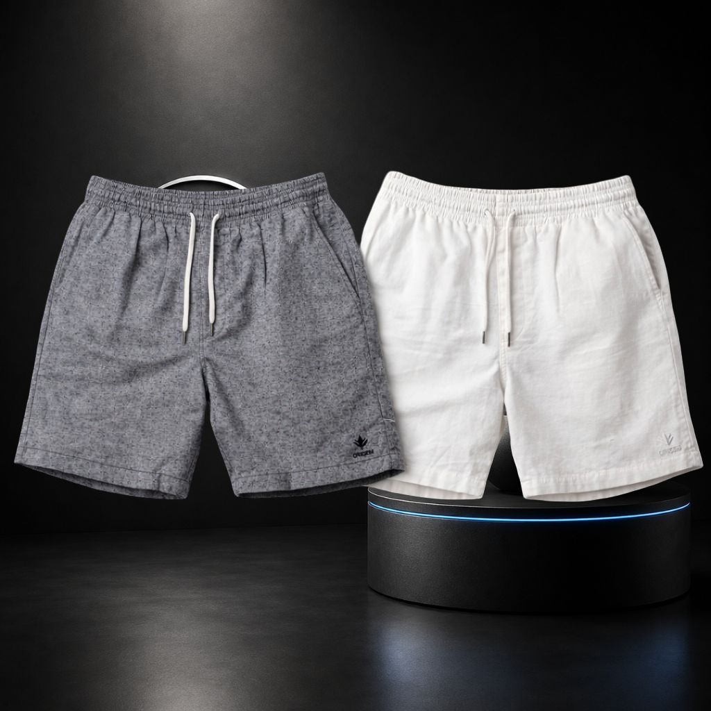 Conjunto de 2 Bermudas Masculinas em Linho com Elastano | Praiano e Confortável | MA Magazine