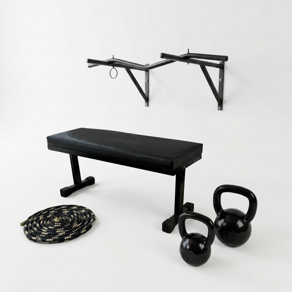 KIT 2 KETTLEBELLS 6KG E 10KG COM BANCO BARRA FIXA E CORDA MUSCULAÇÃO FITNESS TREINO CROSSFIT CASA GYM PRO