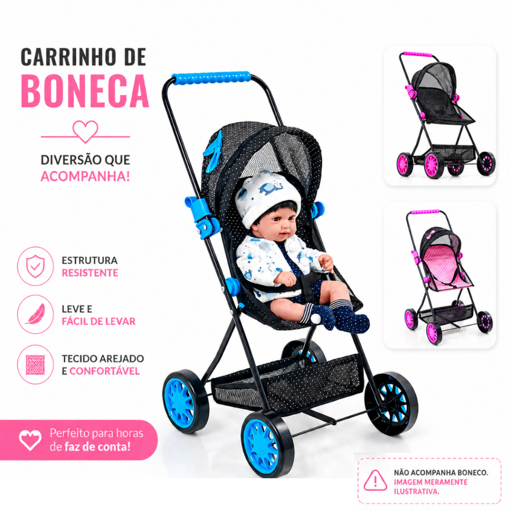 Carrinho De Boneca Infantil Para Criança Bonecas Reborn Luxo Veiculo Brinquedo Em Ferro Brinquedos Carrinhos Grande Kids
