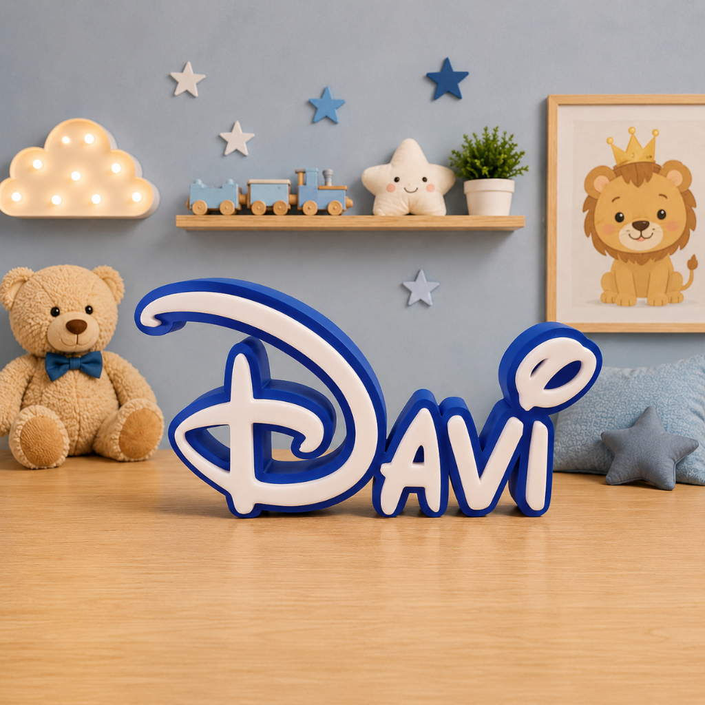 Nome personalizado com letra Disney | Decoração 3D Disney | Presente personalizado criativo