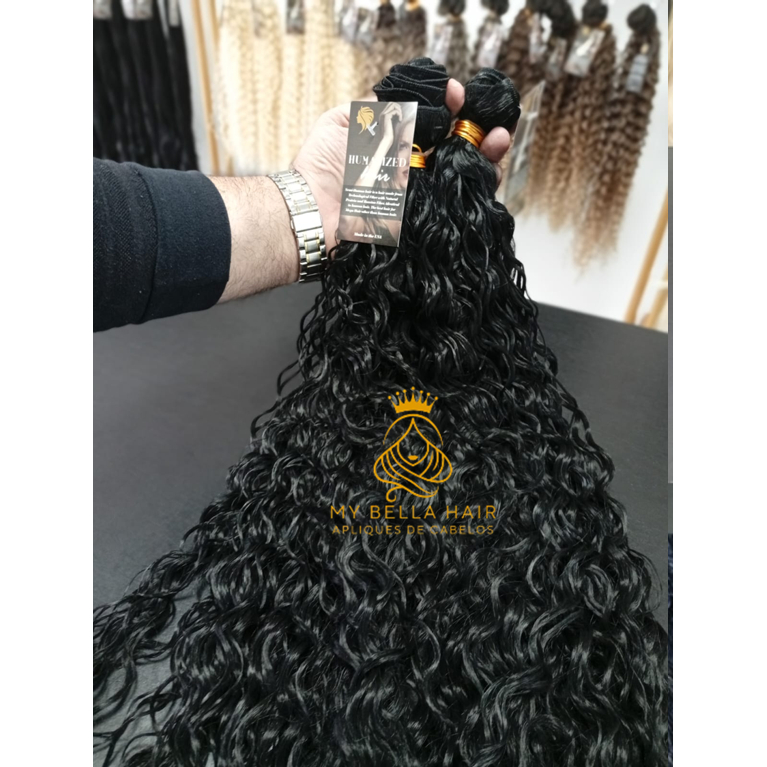 Aplique Cabelo Tela Para Mega Hair Cacheado 50cm 100g Cacho Caipira Semi Humano