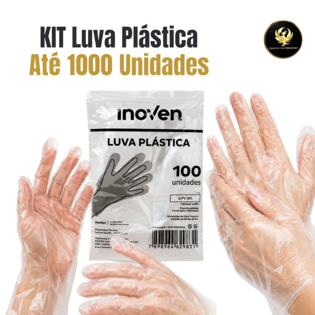 LUVA Plástica Descartável Até 1000 Unidades Inoven