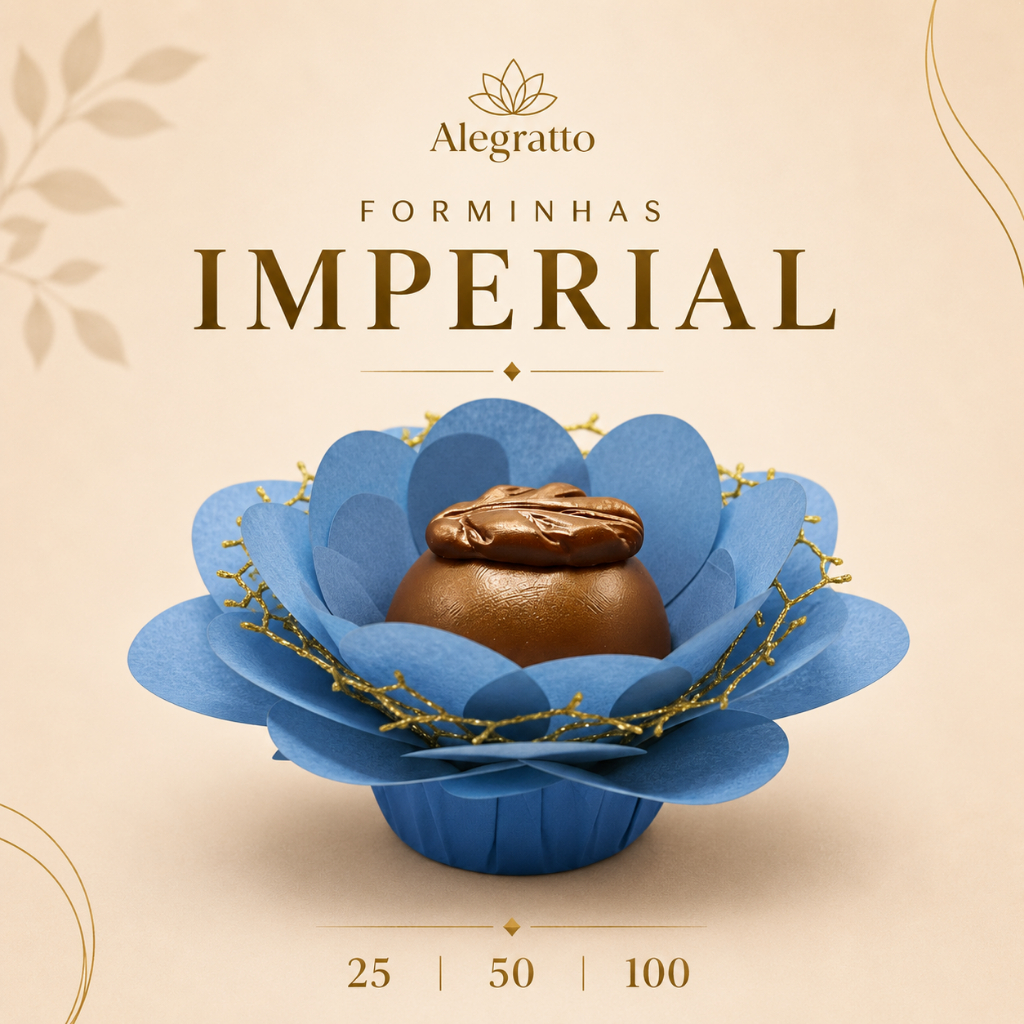 Kit Forminha imperial de papel com tela Azul luxo premium doces finos casamento festas decoração