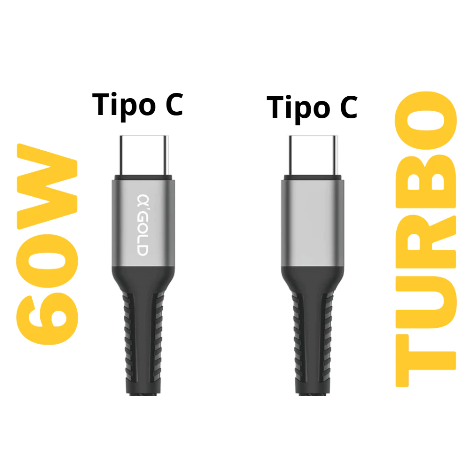 Cabo USB-C 60W Turbo Tipo C 2 pontas ORIGINAL 1 e 2 Metros